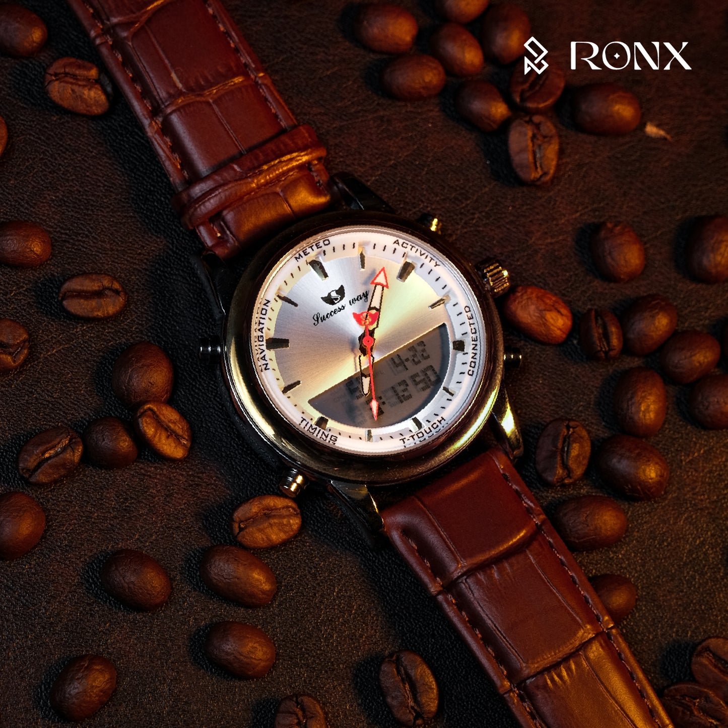 Premium Silver Dial Analog-Digital Watch