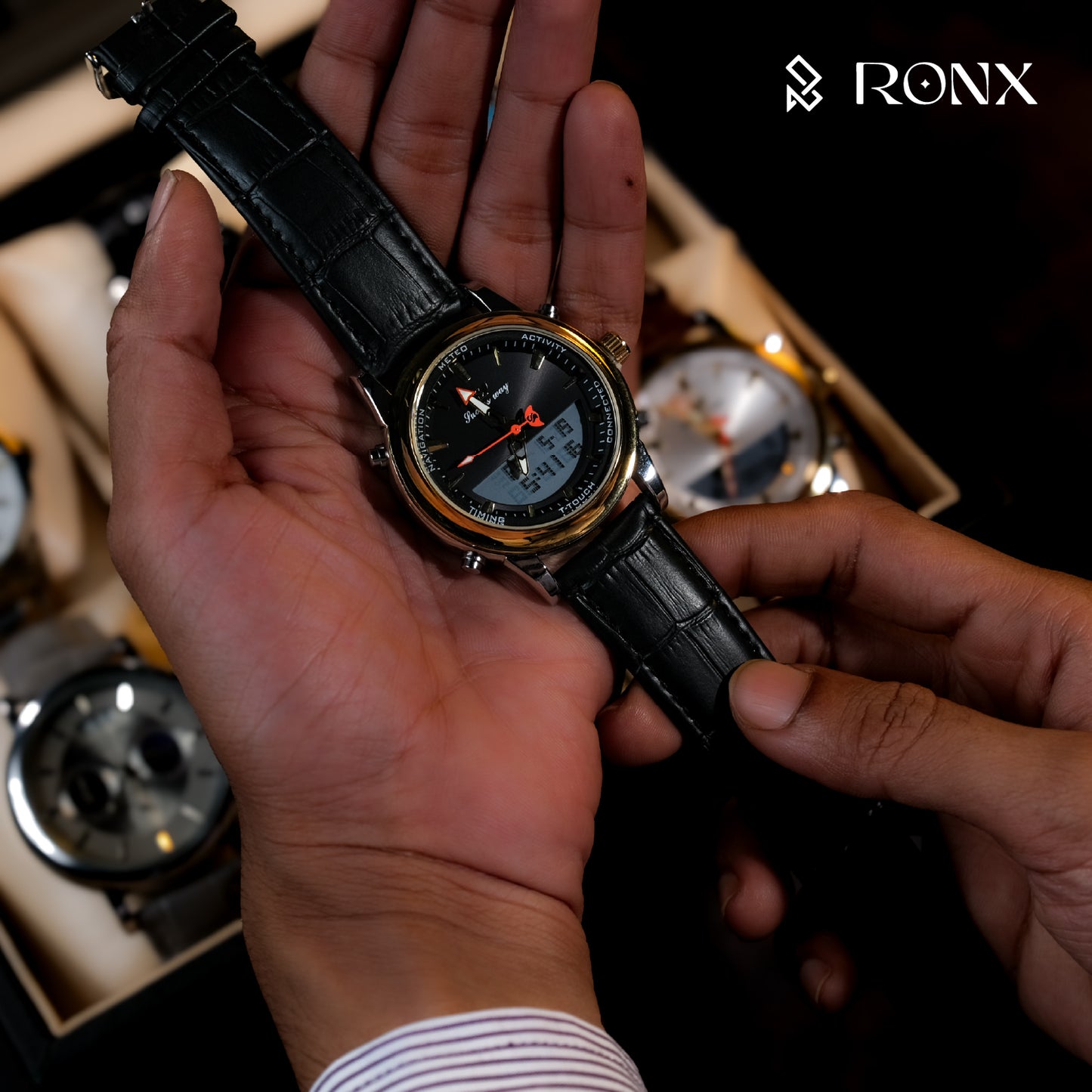 Premium Dual Display Wrist Watch - Black