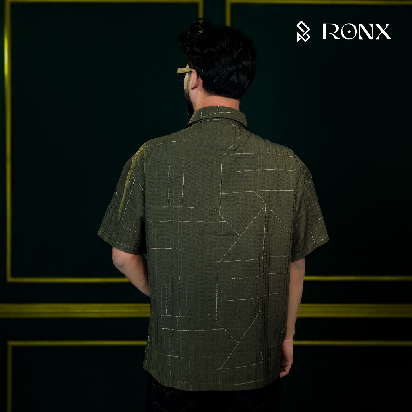 Chinese Soft Cotton Chain Fabrics Half Shirt - Olive