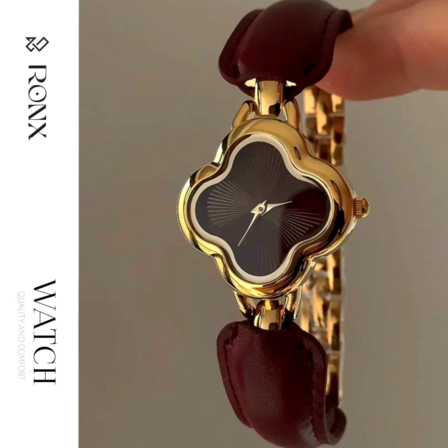 Clover-Shaped Gold Women's Watch