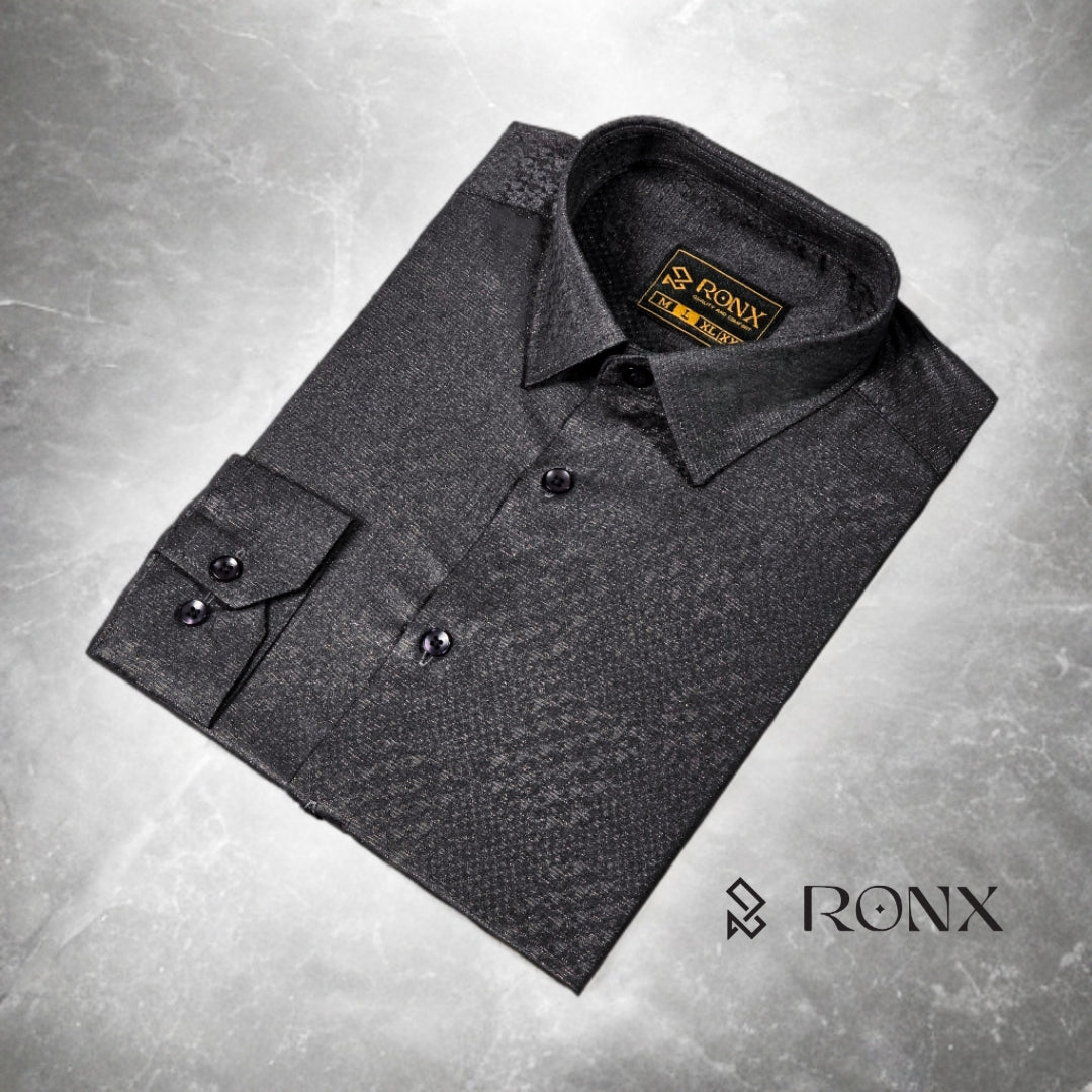 Lunar Black Textured Shirt - Chinese Fabrics