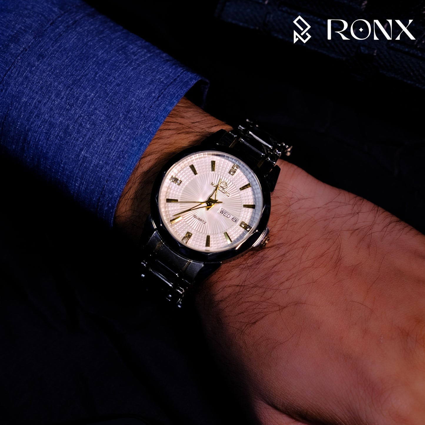 Silver Gold Royal Classic Day-Date Wristwatch