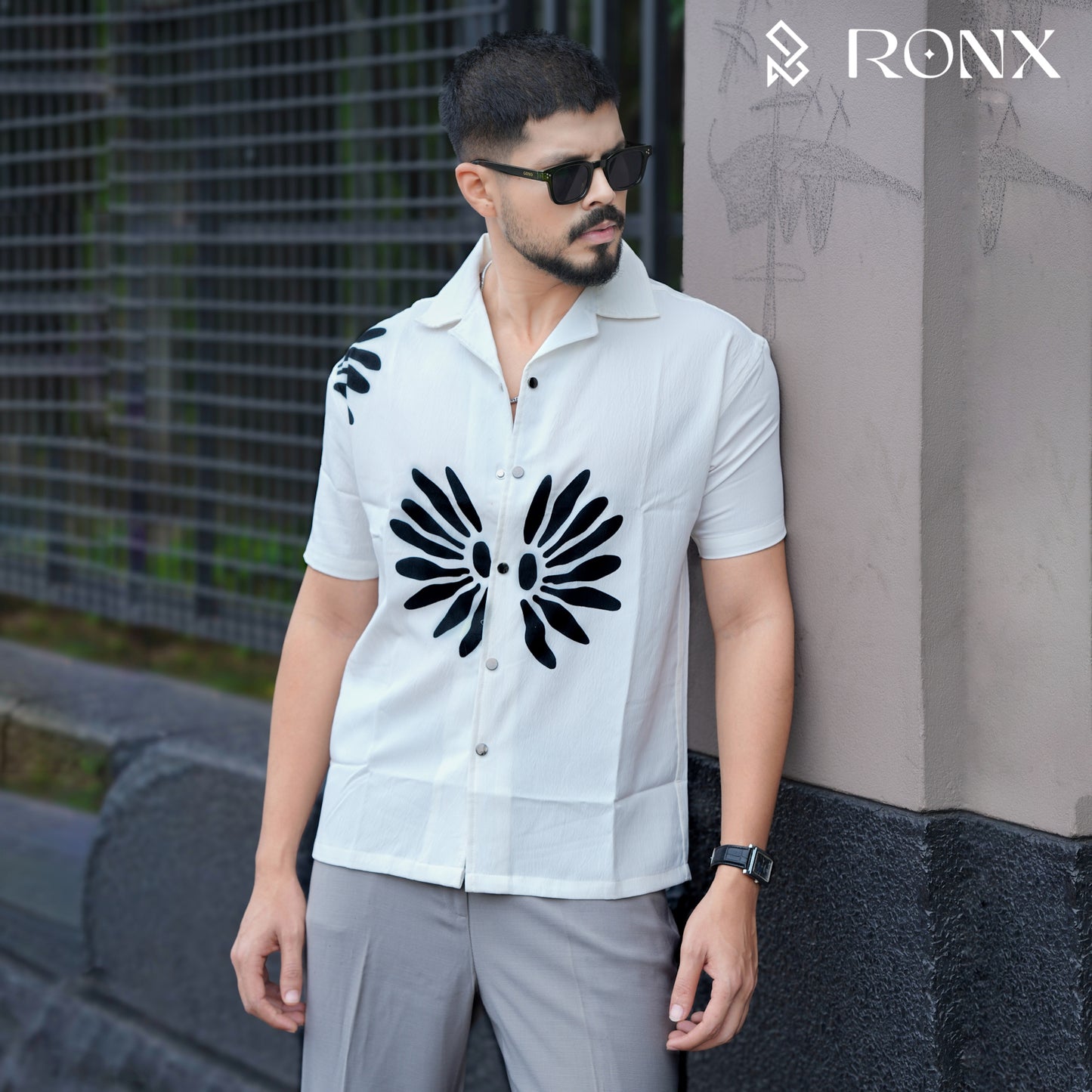 Chinese Soft Zafran Fabrics Semi Drop Shoulder Shirt - White