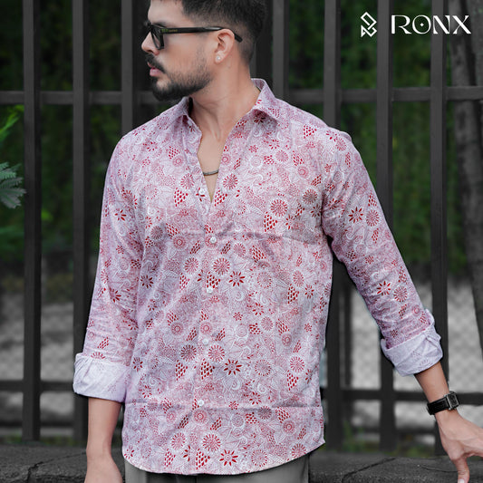 Royal Crimson Floral Shirt