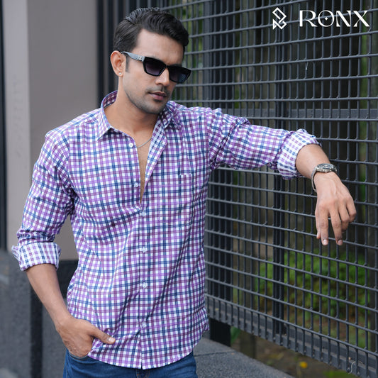 Violet Check Formal Shirt