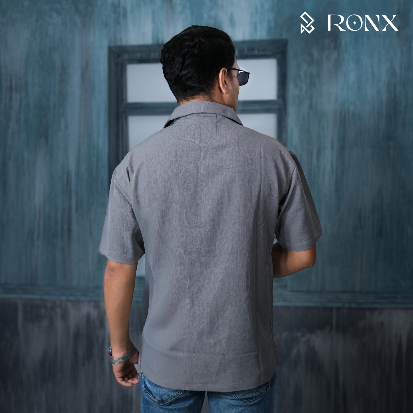 Chinese Soft Zafran Fabrics Semi Drop Shoulder Shirt - Gray