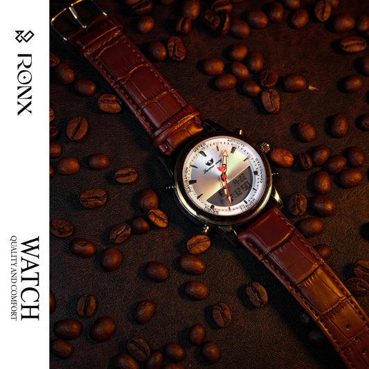 Premium Silver Dial Analog-Digital Watch