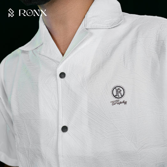 Chinese Soft Crash Fabrics Half Shirt - White