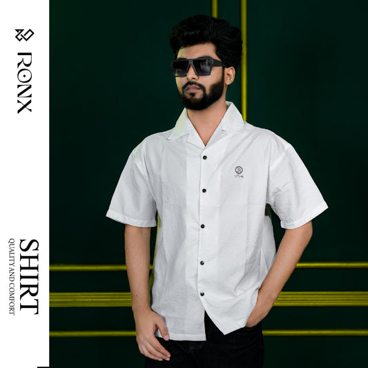 Chinese Soft Crash Fabrics Half Shirt - White