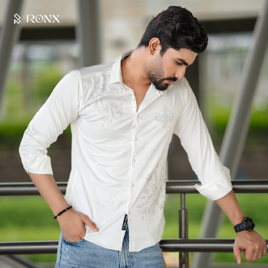 Indian Casual Stitched Party Full Shirt - White