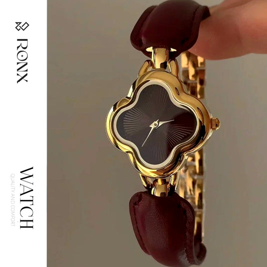 Clover-Shaped Gold Women's Watch