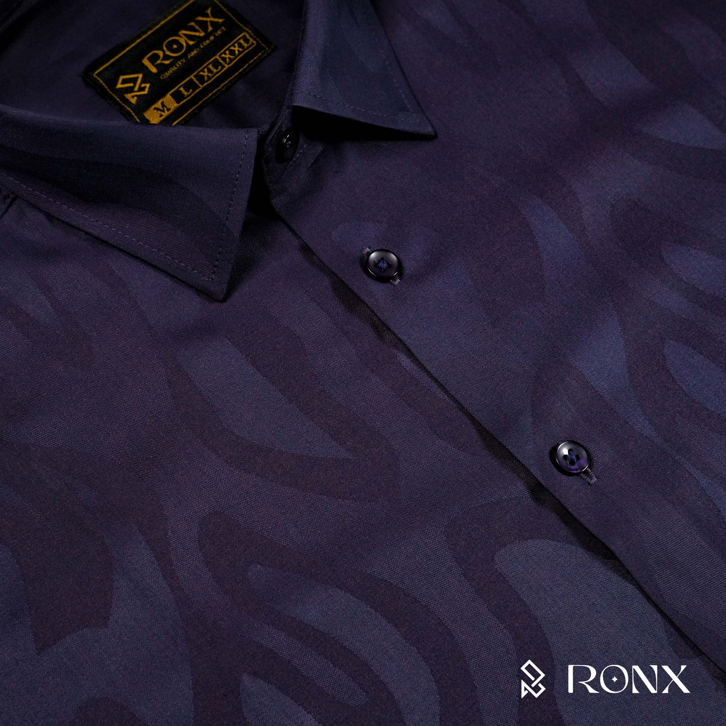 Deep Indigo Imperial Flame Shirt - Chinese Fabrics