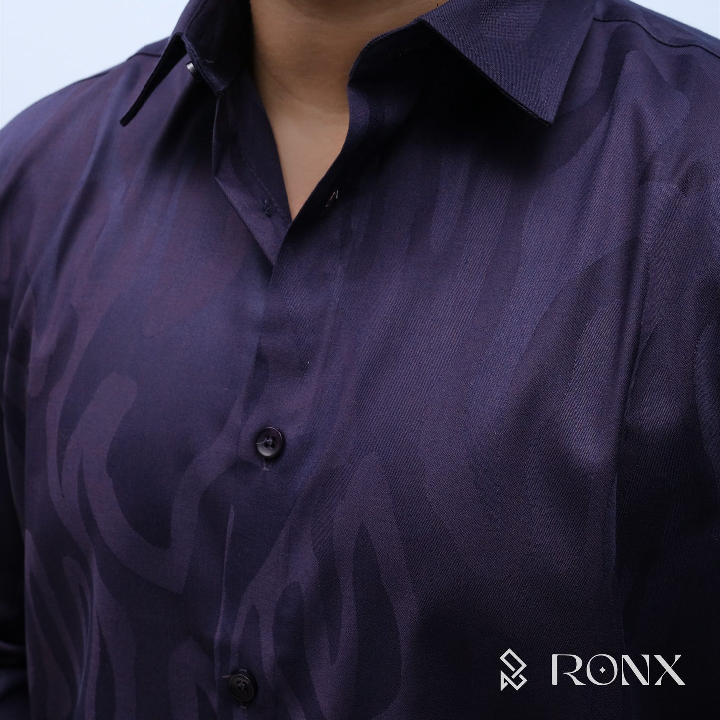 Deep Indigo Imperial Flame Shirt - Chinese Fabrics