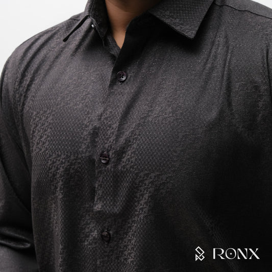 Lunar Black Textured Shirt - Chinese Fabrics