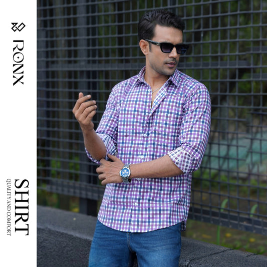 Violet Check Formal Shirt