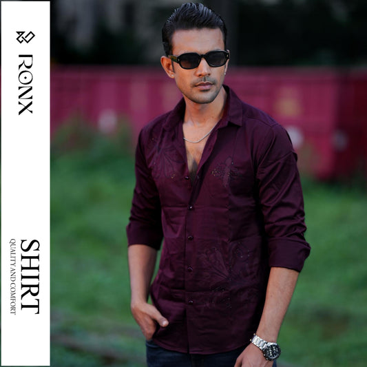 Indian Casual Stitched Party Full Shirt - Deep Wine