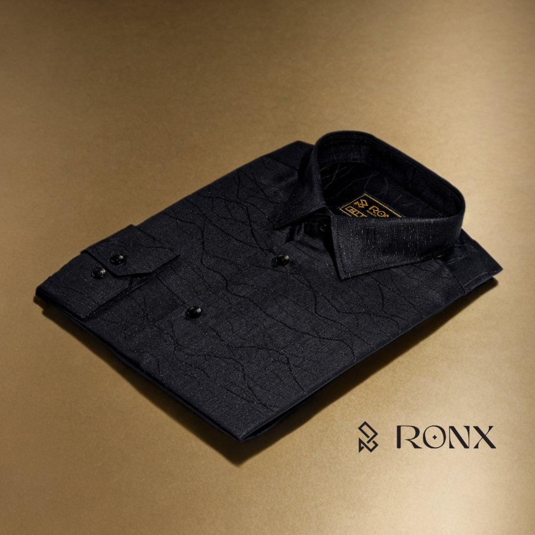 Black Nova Textured Shirt - Chinese Fabrics