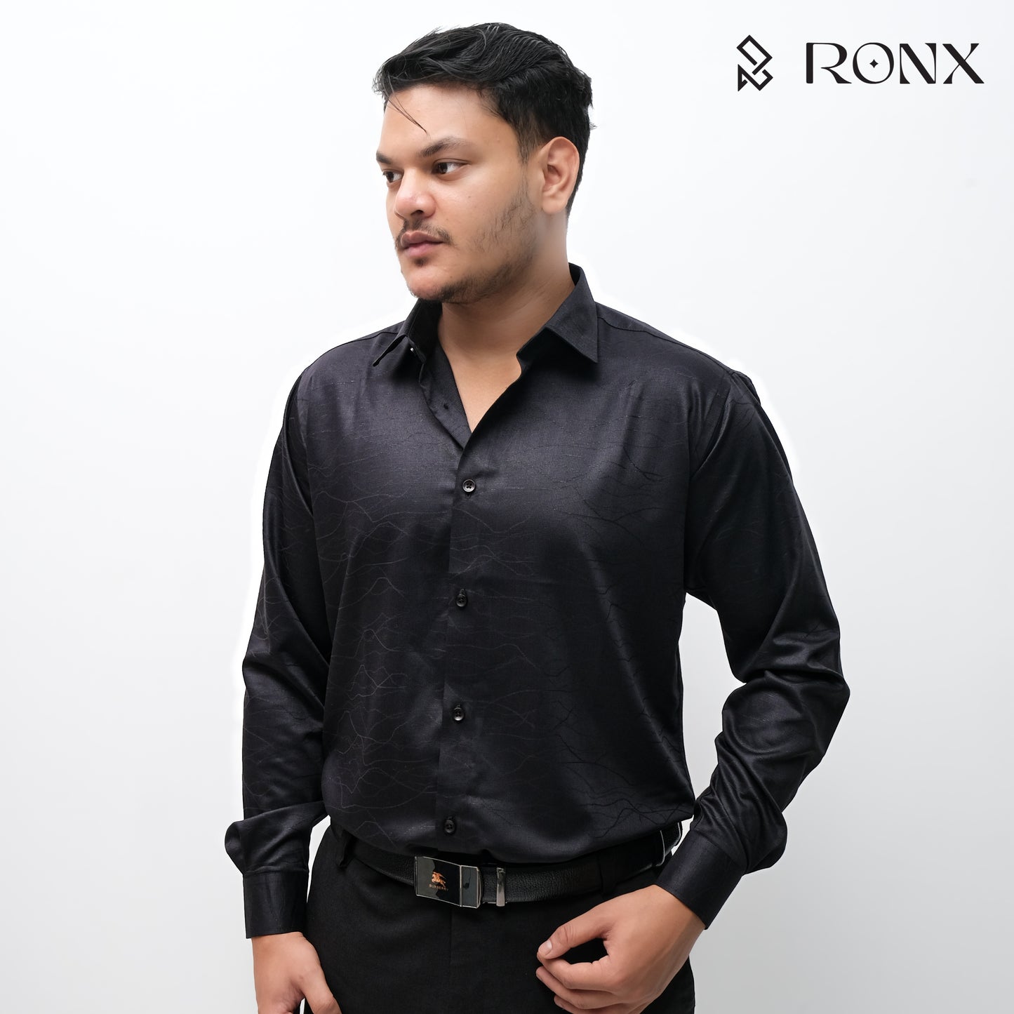 Black Nova Textured Shirt - Chinese Fabrics