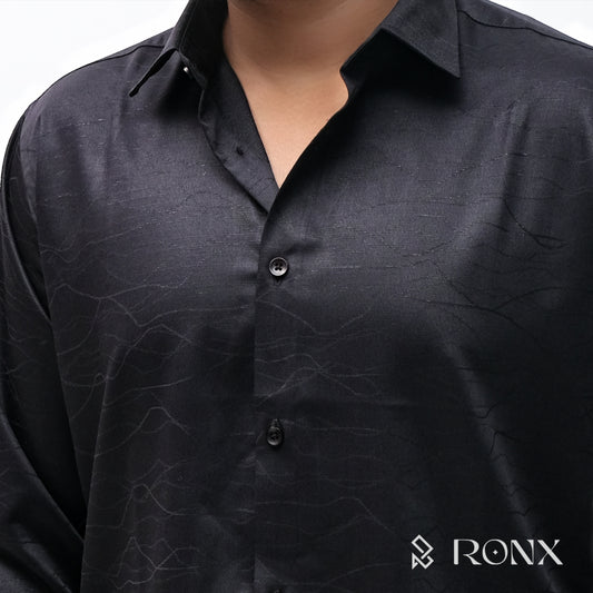 Black Nova Textured Shirt - Chinese Fabrics