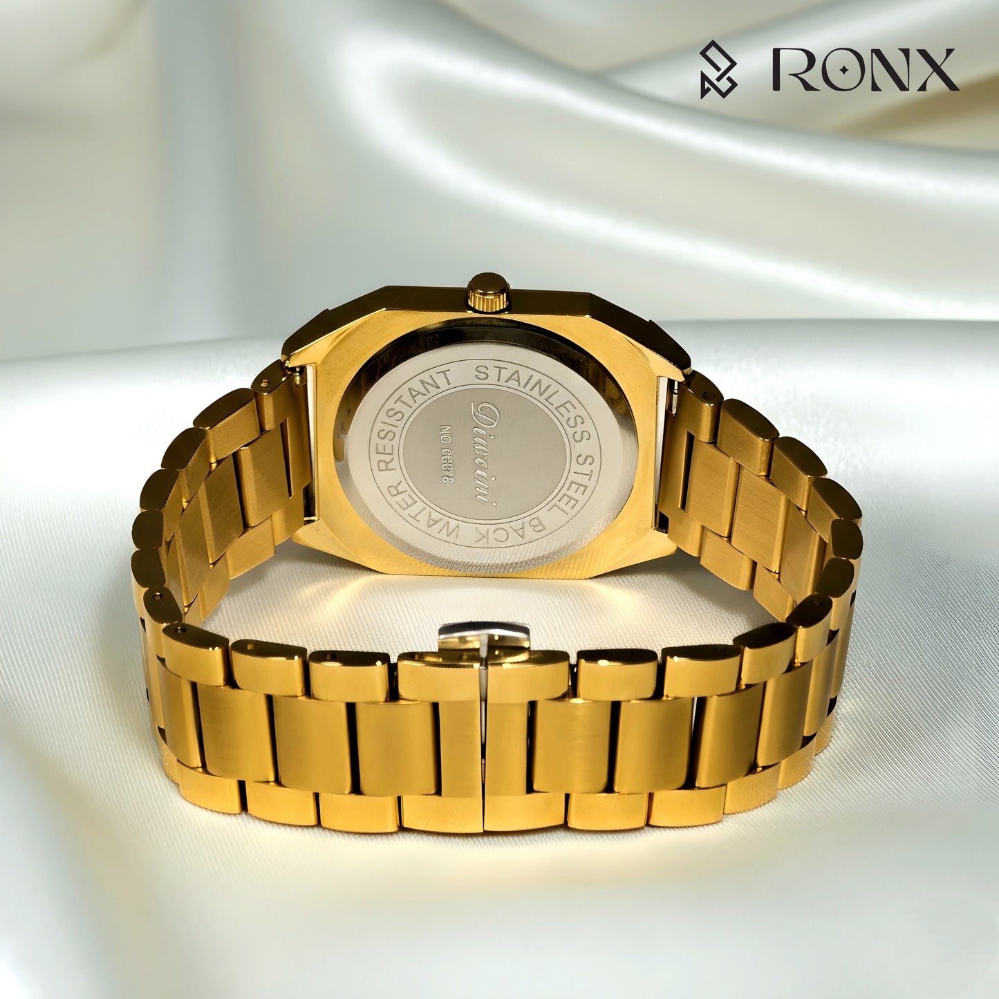 Gold Black Timepiece Watch